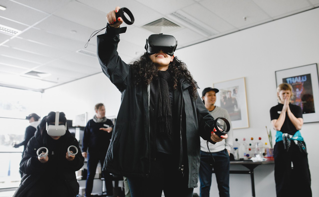 An artist using a VR set