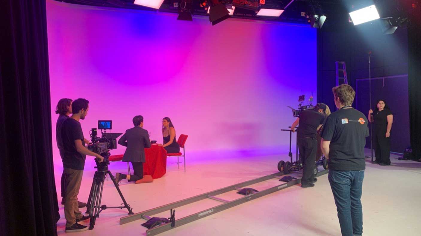 ECU students filming in a studio