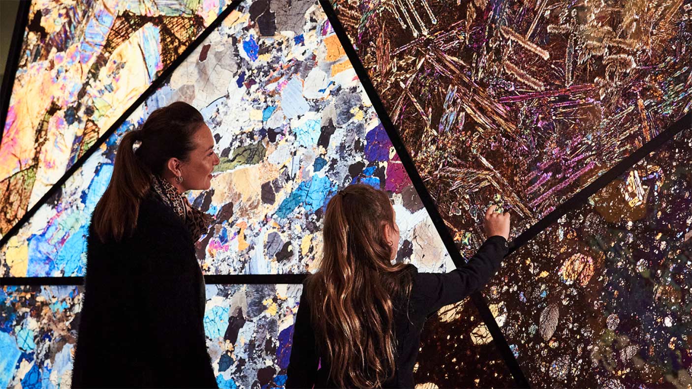 A woman and a girl looking at an exhibit at the new WA Museum Boola Bardip