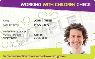 Working with Children Card example